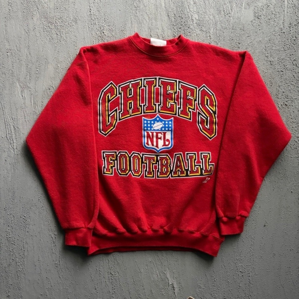 Vintage Kansas City Chiefs Sweatshirt Large Red 90s NFL Football Logo Athletic